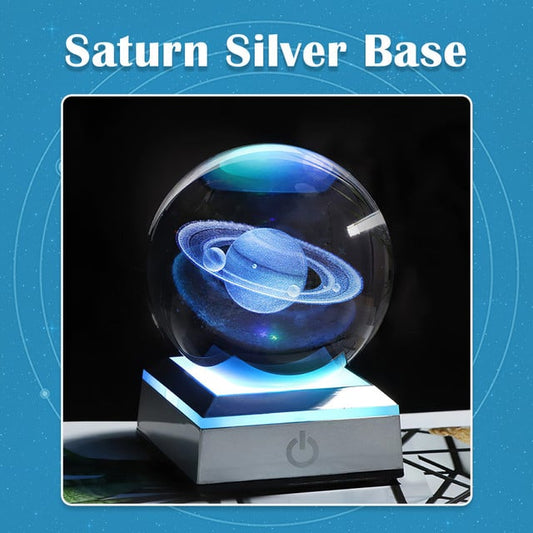 3D Solar System Crystal Ball with LED Light Base – Galaxy Decor Gift for Astronomy Lovers