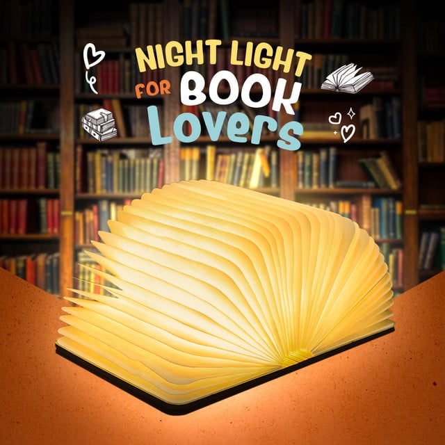 Portable Foldable 3D Magnetic LED Book Night Light β USB Rechargeable Wooden Lamp with Warm & Color-Changing Glow