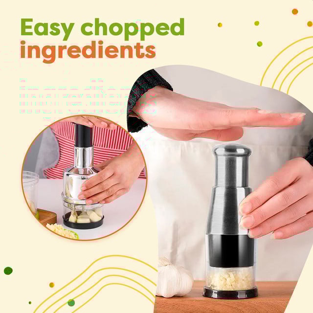 Pressed Garlic Chopper & Squeezer Machine – Stainless Steel Manual Garlic Presser for Kitchen