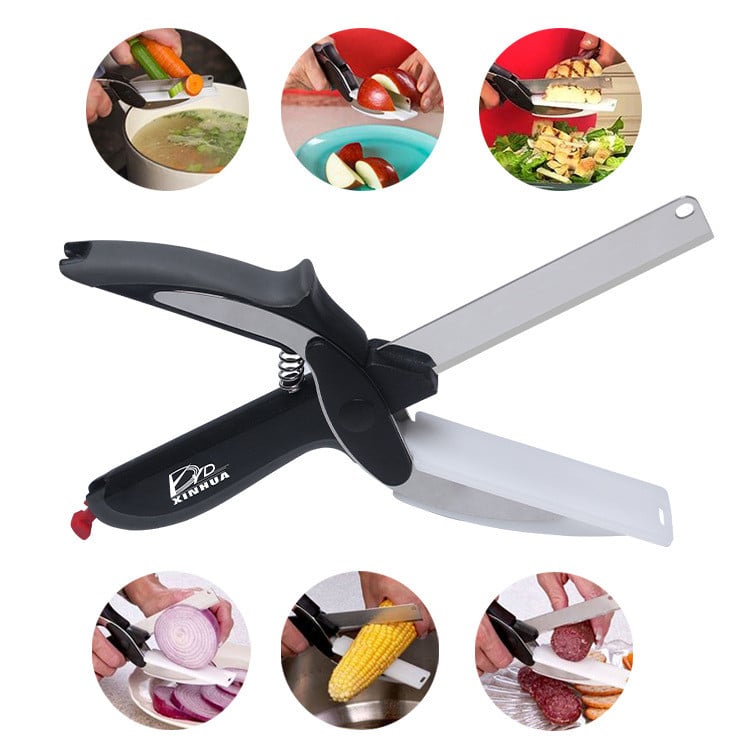 2-in-1 Smart Cutter – Kitchen Scissors with Built-in Cutting Board