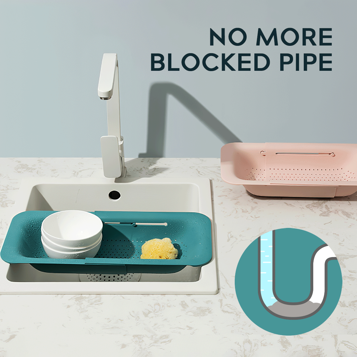 Adjustable Over The Sink Colander Strainer Basket – Expandable Kitchen Tool Set