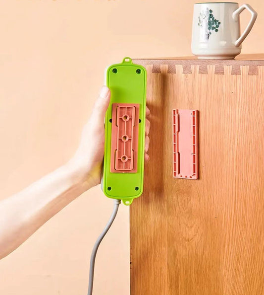 Adhesive Punch-Free Socket Holder – Wall Mount Power Strip Organizer
