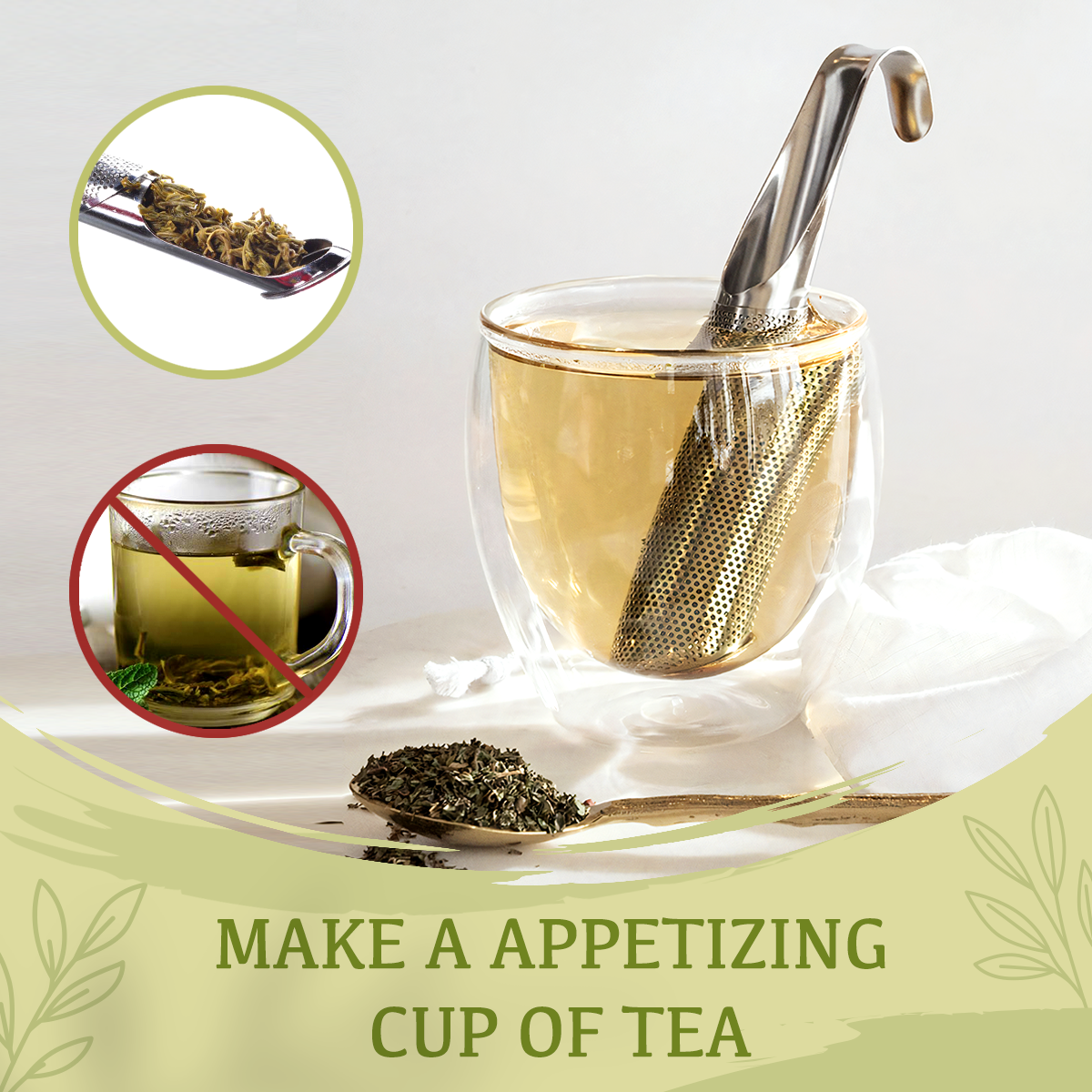 Stainless Steel Tea Infuser – Pipe Design Metal Loose Leaf Herb Strainer