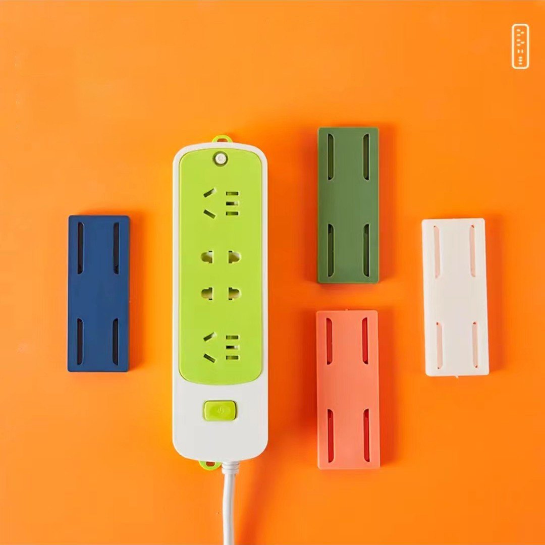 Adhesive Punch-Free Socket Holder – Wall Mount Power Strip Organizer