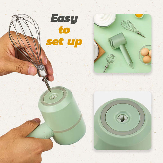 Wireless 3-Speed Mini Handheld Food Mixer – Portable Kitchen Blender