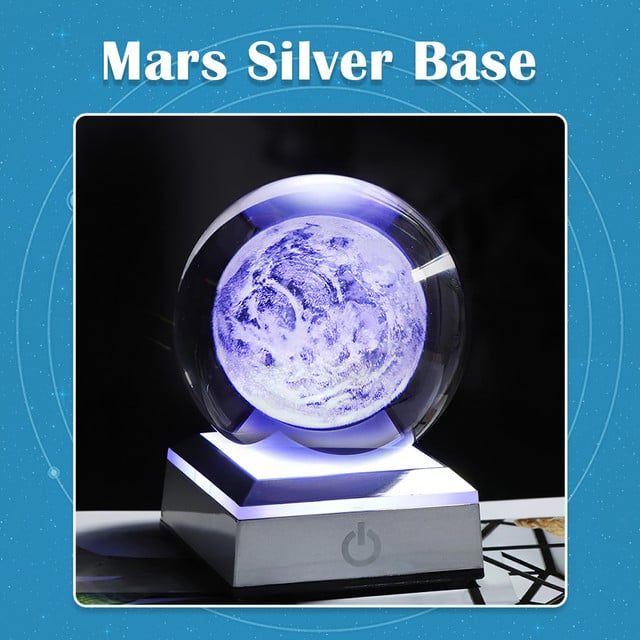 3D Solar System Crystal Ball with LED Light Base – Galaxy Decor Gift for Astronomy Lovers