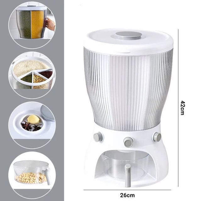 Integrated Cereal Keeper & Dispenser – Airtight Dry Food Storage Container with Easy Pour Design