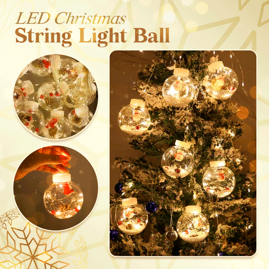 LED Christmas String Light Ball Santa Claus Ornament – 3M Fairy Light Garland for Tree, Wall & Outdoor Décor | 150 LEDs