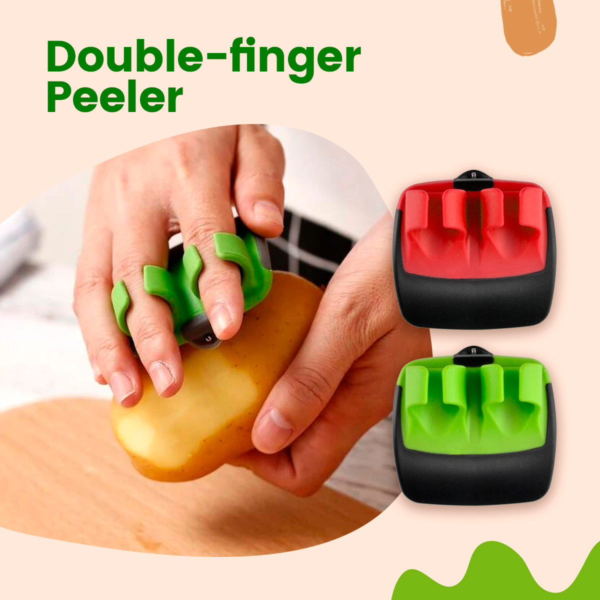 Double-Finger Fruit & Vegetable Peeler – Ergonomic Handheld Kitchen Peeling Tool