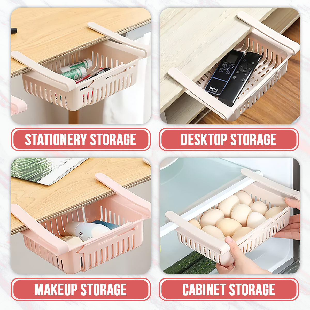 Refrigerator Adjustable Stretchable Organizer Basket – Expandable Kitchen Storage Bin