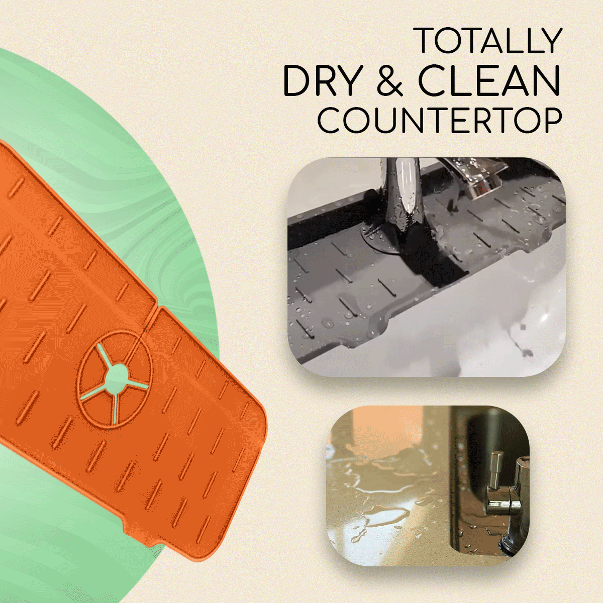 Kitchen Faucet Handle Drip Catcher Tray – Silicone Countertop Protector Mat for Sink & Faucet Area