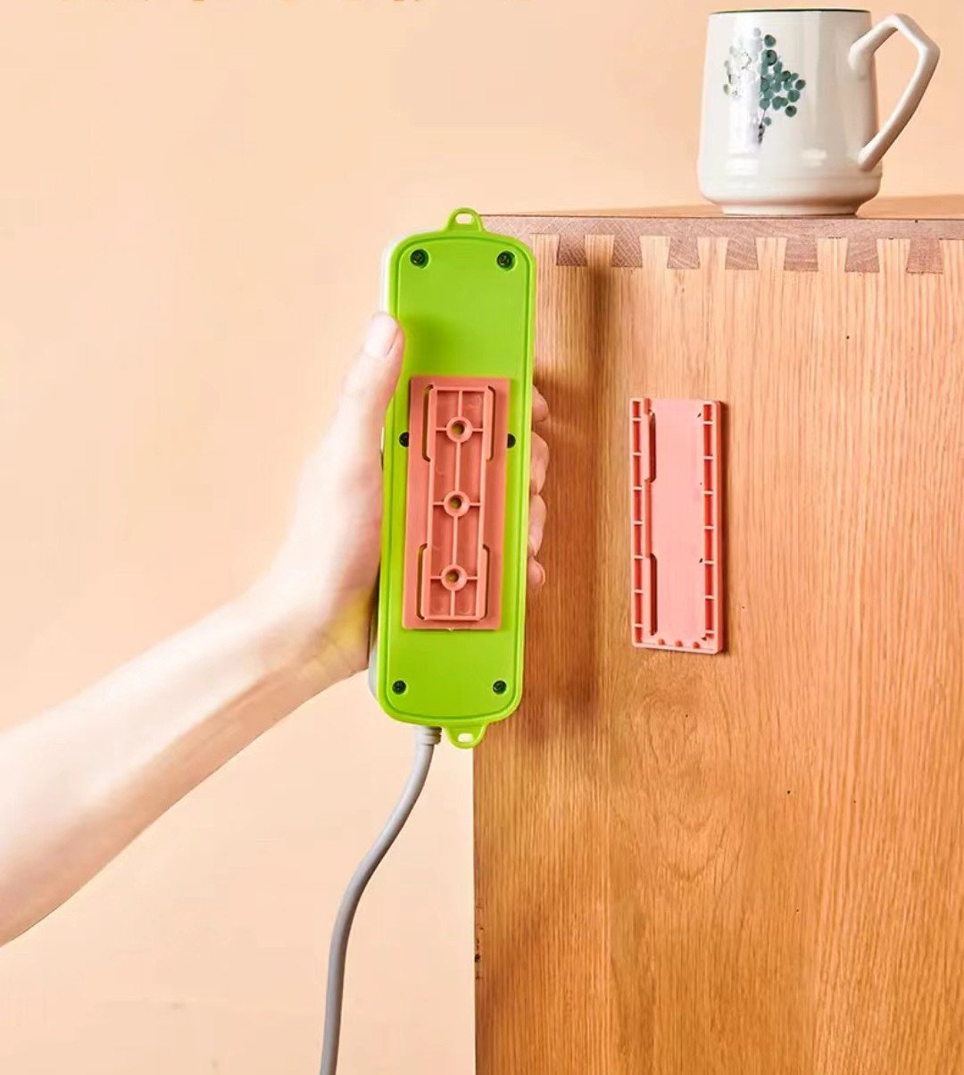 Adhesive Punch-Free Socket Holder – Wall Mount Power Strip Organizer