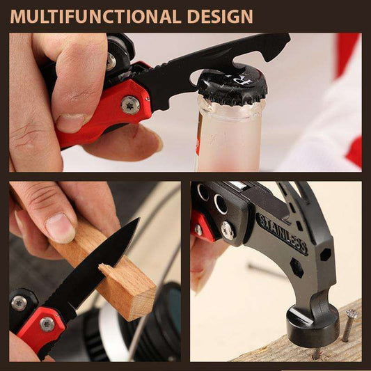 Claw Hammer Multitool – 12-in-1 Stainless Steel Survival Tool with Knife, Pliers & Screwdrivers
