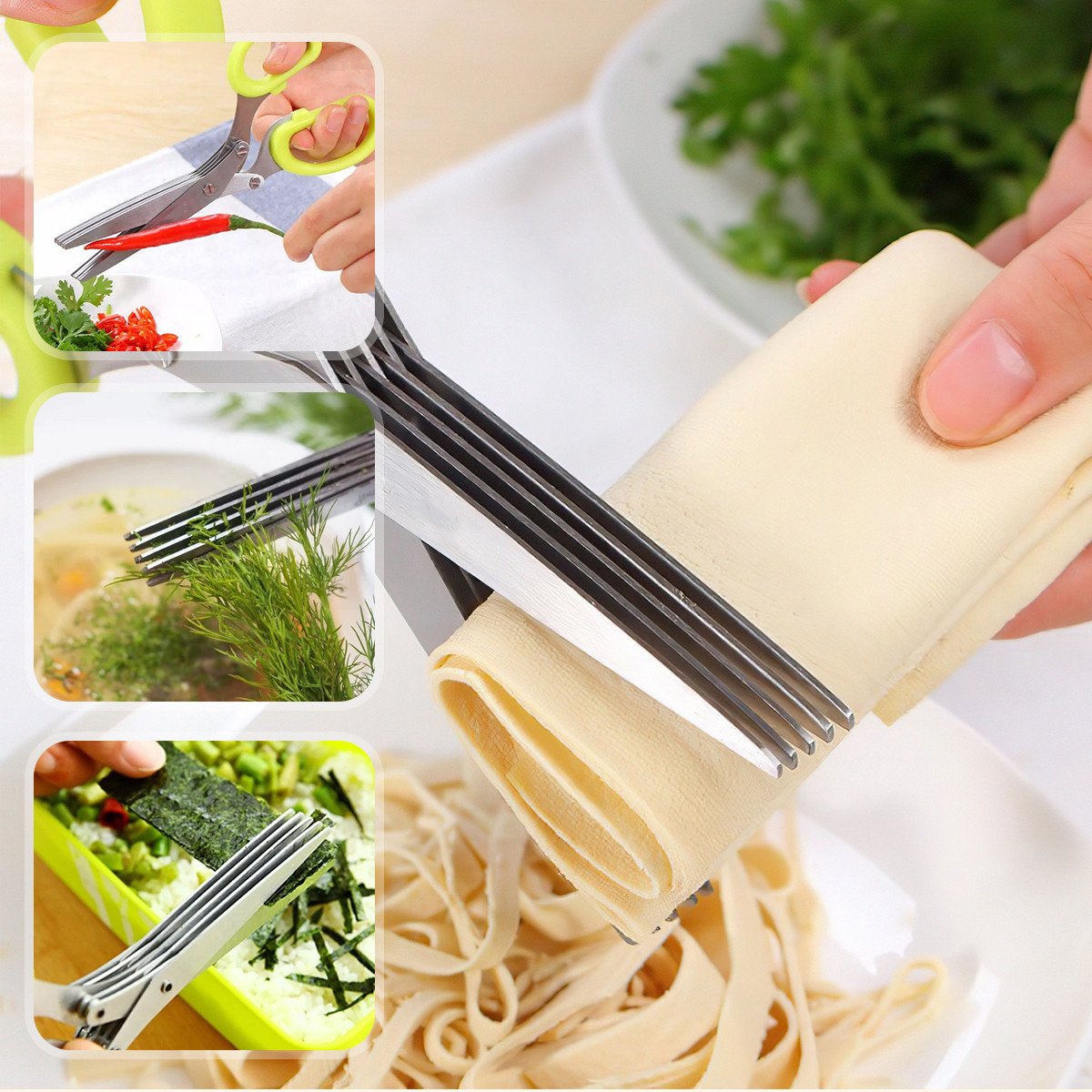 Multi-Layer Kitchen Scissors – Stainless Steel Vegetable Cutter & Chopper