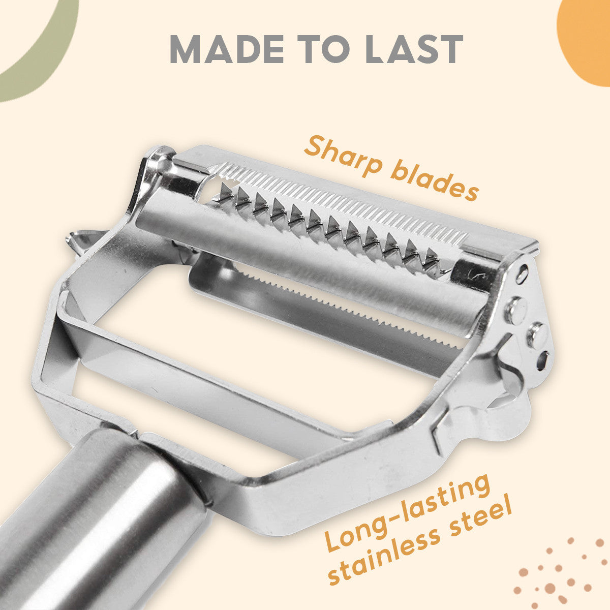 Stainless Steel Multi-Function Peeler & Slicer – 3-in-1 Vegetable & Fruit Cutter for Kitchen