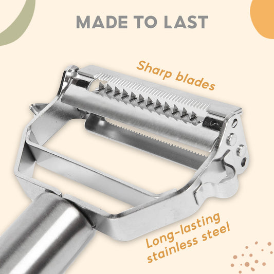 Stainless Steel Multi-Function Peeler & Slicer – 3-in-1 Vegetable & Fruit Cutter for Kitchen