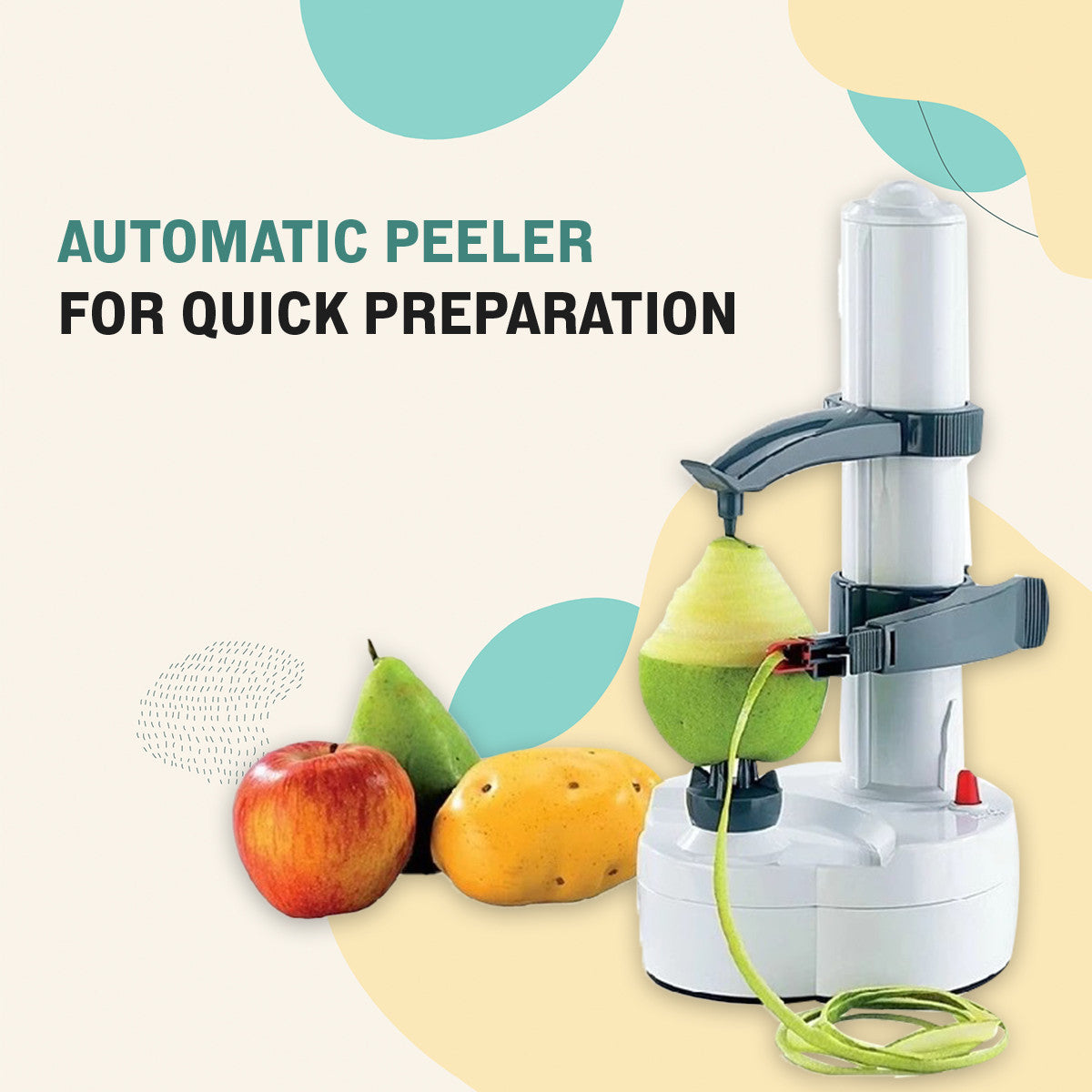 Electric Automatic Spiral Fruit & Vegetable Peeler Cutter – Hands-Free Slicer for Quick Kitchen Prep