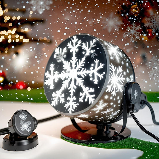 LED Christmas Snow Lights Projector Lamp – Automatic Rotating Snowflake Light | Indoor & Outdoor Holiday Decoration