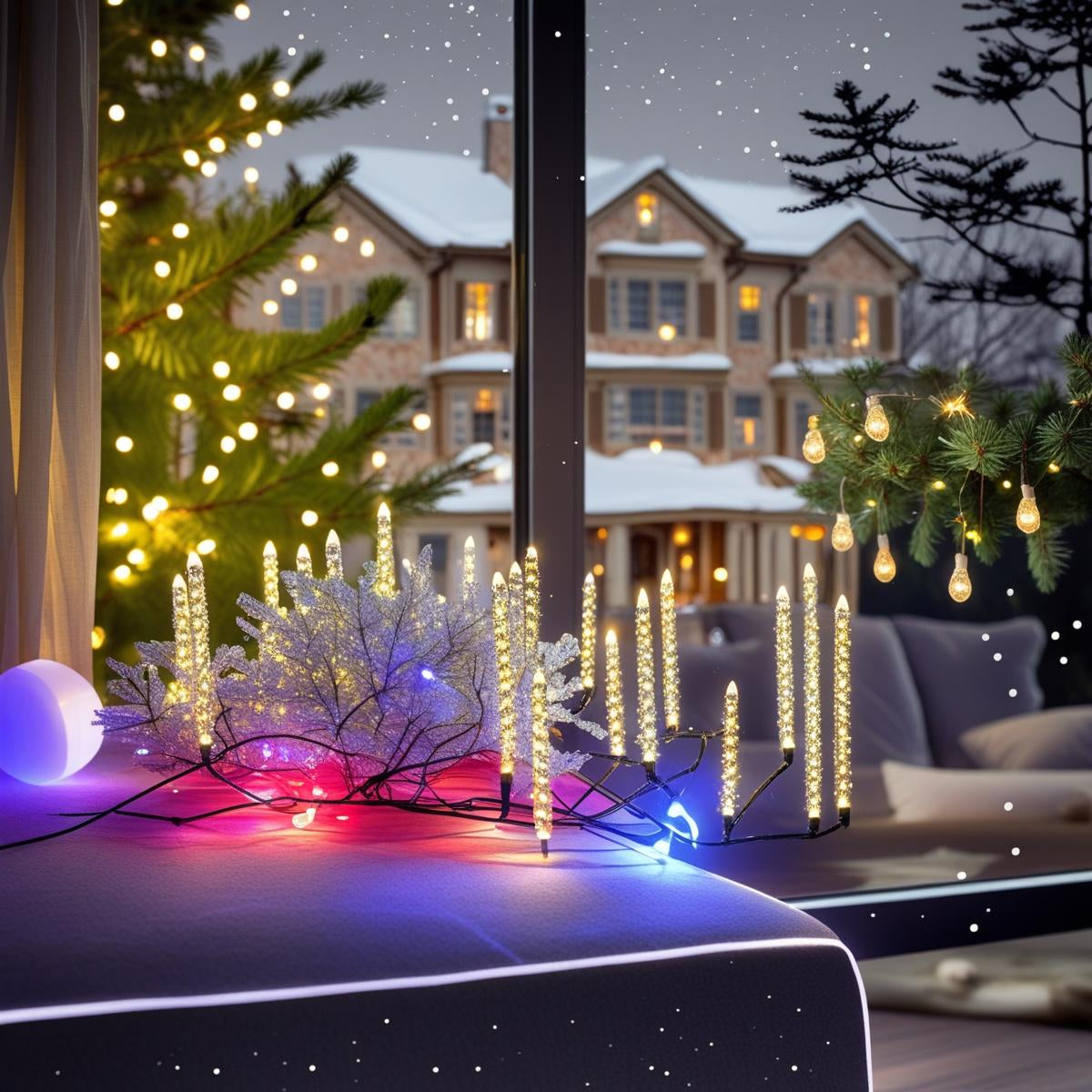 ✨ Snowfall LED Decorative String Lights – Indoor & Outdoor Holiday Lighting for Christmas, Home & Garden Décor