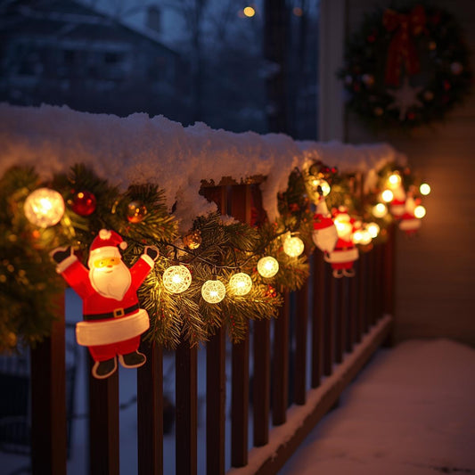 LED Christmas String Light Ball Santa Claus Ornament – 3M Fairy Light Garland for Tree, Wall & Outdoor Décor | 150 LEDs