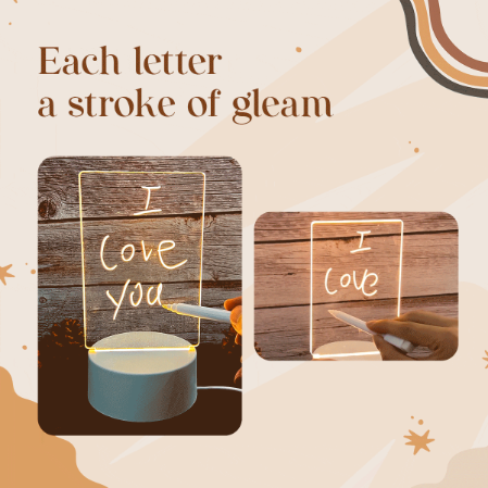 Note Board Creative LED Night Light USB Message Board – Personalized Writing Display with 6 Brightness Levels