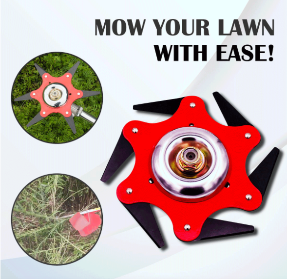 Universal 6-Steel Razors Trimmer Head – Heavy-Duty Grass & Weed Cutter Blade