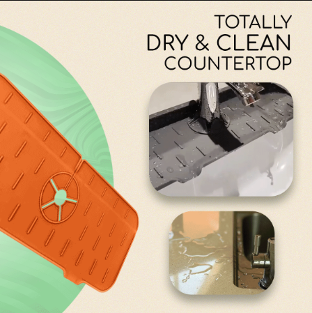 Kitchen Faucet Handle Drip Catcher Tray – Silicone Countertop Protector Mat for Sink & Faucet Area