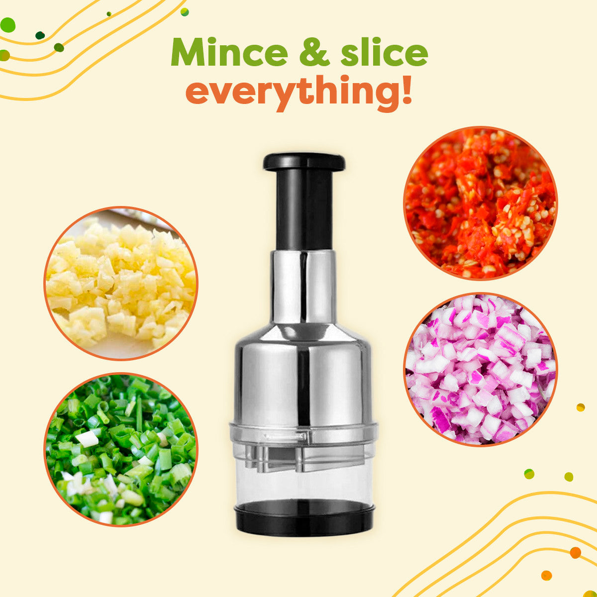 Pressed Garlic Chopper & Squeezer Machine – Stainless Steel Manual Garlic Presser for Kitchen