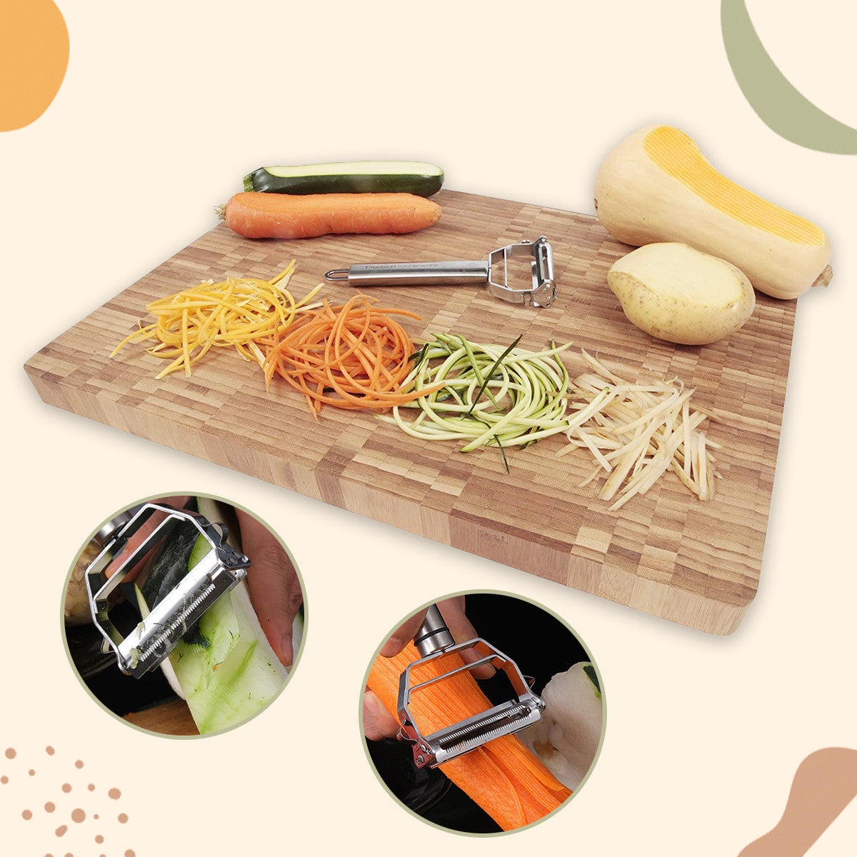 Stainless Steel Multi-Function Peeler & Slicer – 3-in-1 Vegetable & Fruit Cutter for Kitchen
